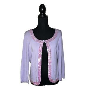 Russell Kemp Cardigan Lavender Lilac Purple Sequins Stretchy Women’s M